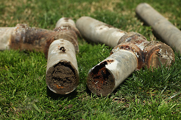 Image showing Corroded and Blocked Steel Household Pipes