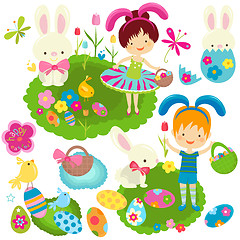 Image showing happy kids celebrating easter