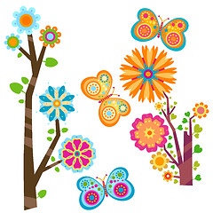 Image showing floral tree and butterflies