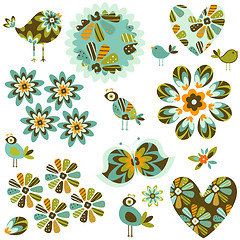 Image showing flowers and birds