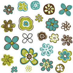 Image showing doodle flowers set