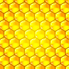 Image showing Golden  cells of a honeycomb pattern. Vector illustration.