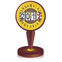 Image showing Vintage  clock shortly before midnight with 2014 New Year counte