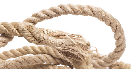 Image showing ship rope and knot isolated on white background