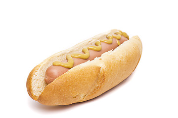 Image showing An old-fashioned hot dog with mustard