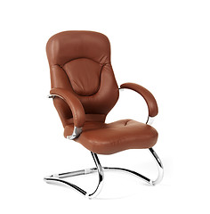 Image showing The office chair from brown leather