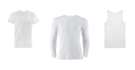 Image showing various t shirts on white background