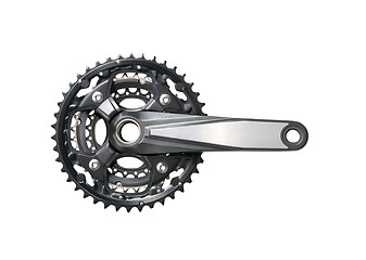 Image showing Bike crankset and chainring isolated