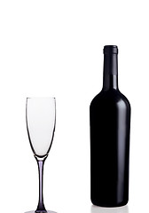 Image showing Glass and wine with bottle isolated over white background