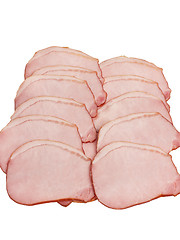 Image showing Two sets of ham slices isolated