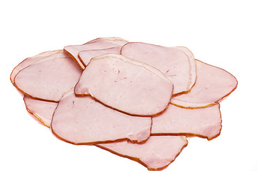 Image showing fresh folded ham on the white background