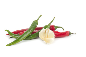 Image showing Chili pepper and garlic isolated on white background