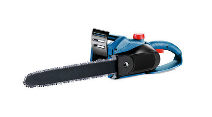 Image showing Blue chain saw on a white background.