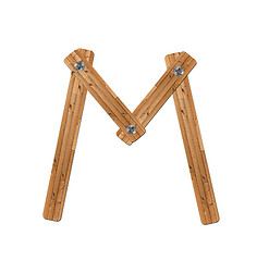 Image showing wooden alphabet - letter M on white background