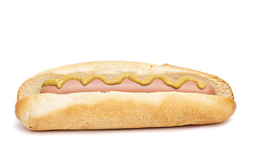 Image showing An old-fashioned hot dog with mustard