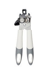 Image showing Can opener - equipment for opening cans on white background