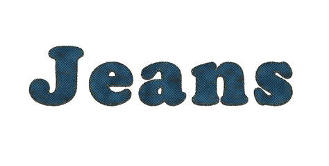 Image showing Jeans word with jeans texture over white background