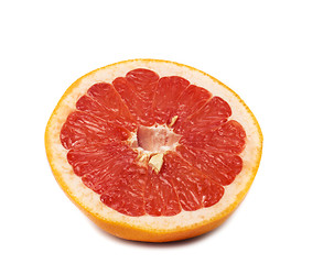 Image showing slice of grapefruit isolated on white background with clipping p