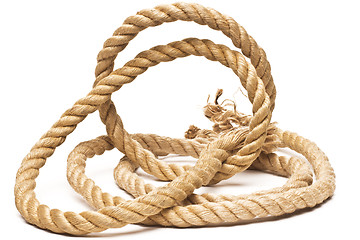 Image showing ship rope and knot isolated on white background