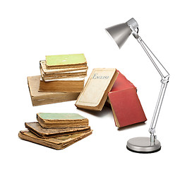 Image showing books with a lamp