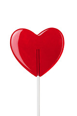 Image showing red heart-lollipop isolated on white