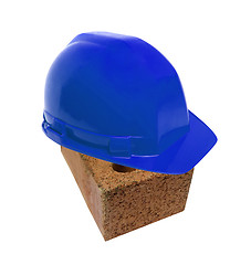 Image showing blu helmet on brick