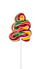 Image showing Colorful spiral lollipop lolly pop on a white background