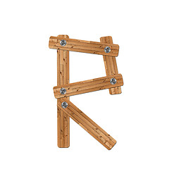 Image showing wooden alphabet - letter R? on white background