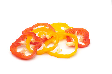 Image showing Sweet red sliced pepper isolated on white background