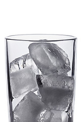 Image showing photo of empty glass with ice cubes on white background