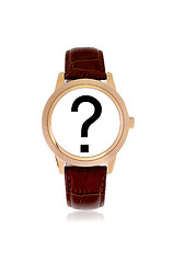 Image showing golden watch with a black query mark - concept