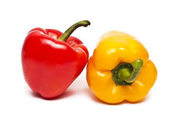 Image showing Two bell peppers (bulgarian peppers) isolated on white