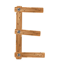 Image showing wooden alphabet - letter E? on white background