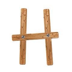 Image showing wooden alphabet - letter H? on white background