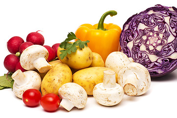 Image showing fresh vegetables on the white background