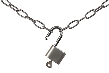 Image showing Lock and chain isolated on white background