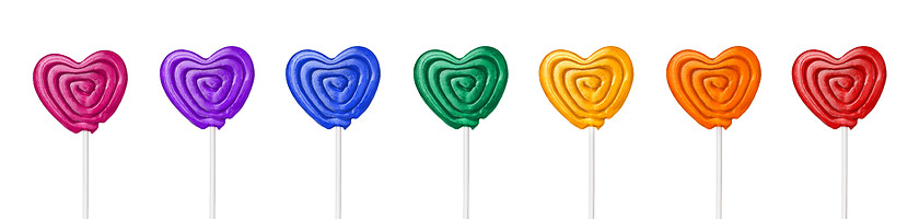 Image showing  colorful heart shape lollipop on white background