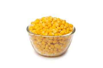 Image showing Canned corn in bowl isolated on white