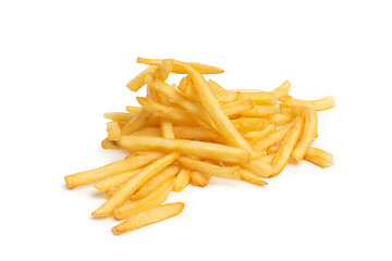 Image showing pile of appetizing french fries on a white background