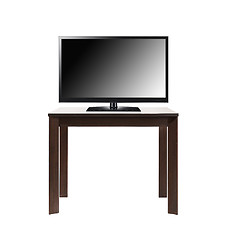 Image showing black tv screen on brown table