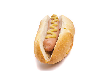 Image showing An old-fashioned hot dog with mustard