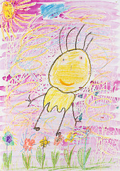 Image showing Painting of easter bunny - children style