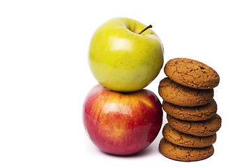 Image showing Two apples, Red Delicious and Green, isolated on white backgroun