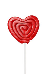 Image showing red heart-lollipop isolated on white