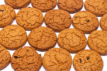 Image showing Close up of delicious chocolate chip cookies background