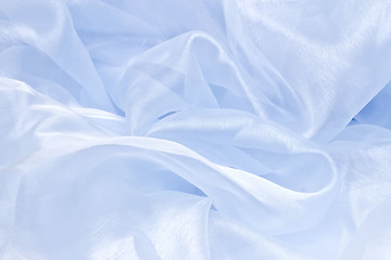 Image showing Blue satin textile