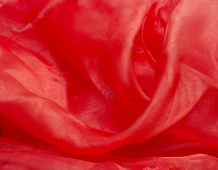 Image showing shiny red satin fabric background