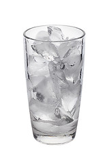 Image showing photo of empty glass with ice cubes on white background