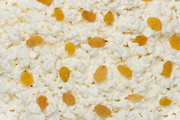 Image showing  cheese background with raisins