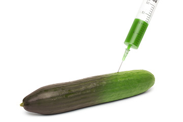 Image showing cucumber and syringe - concept